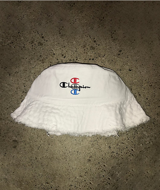 Champion Frayed Edge White Bucket Hat