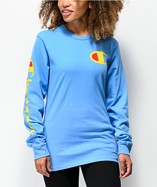 Light blue champion shirt long sleeve clearance