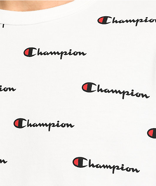 Champion Heritage All Over Script White T-Shirt