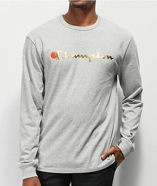 white and gold champion shirt