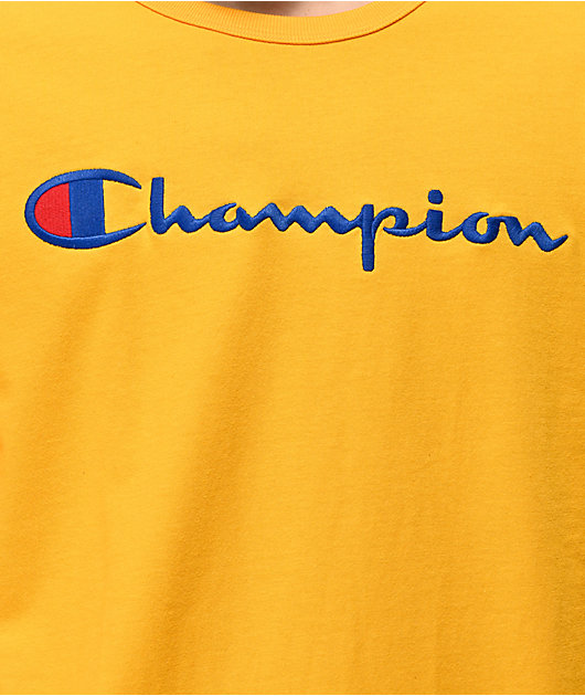 Champion Heritage Gold Long Sleeve T Shirt Zumiez - champion logo t shirt roblox