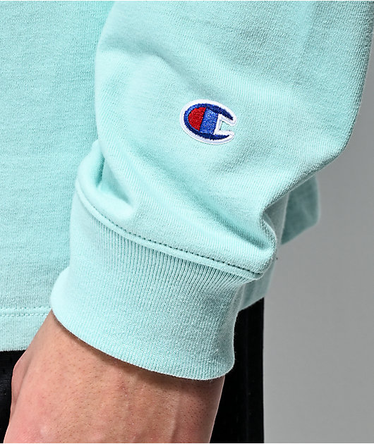 mint green champion sweatshirt
