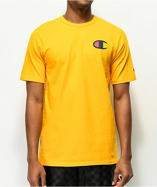 white and gold champion shirt