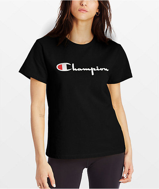 Champion Script Black T-Shirt