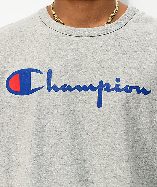 Champion Heritage Script Blue & Grey T-Shirt