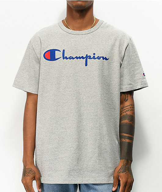 Champion Heritage Script Blue & Grey T-Shirt