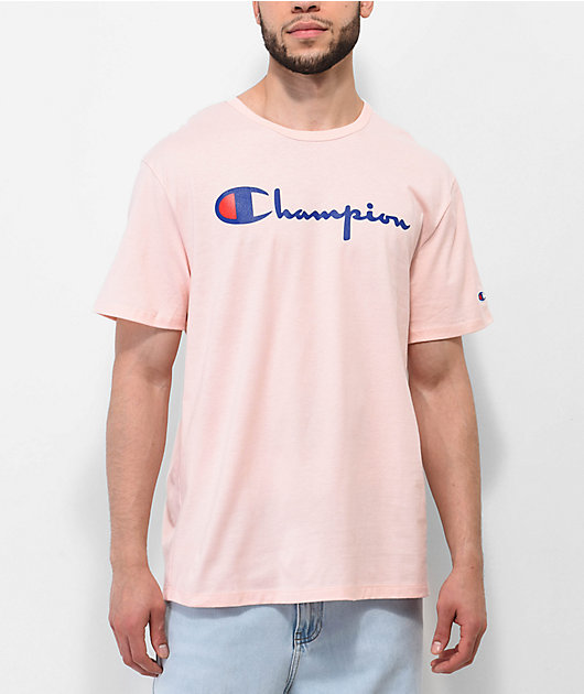 Champion t shirt pink logo on sale