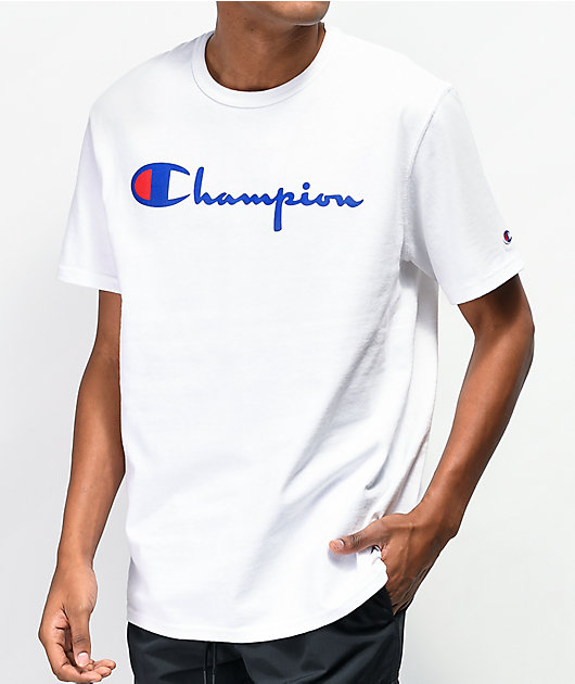 Champion script tee white top