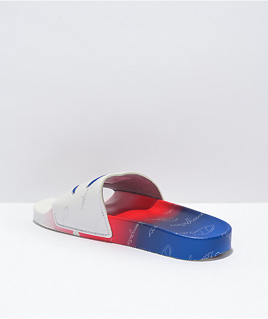 Champion IPO Fade White & Blue Slide Sandals