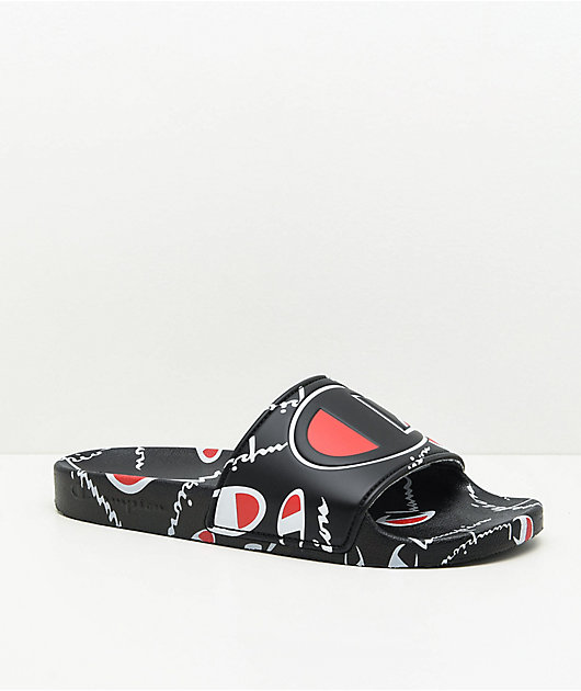 Champion IPO Warped Black Slide Sandals Zumiez