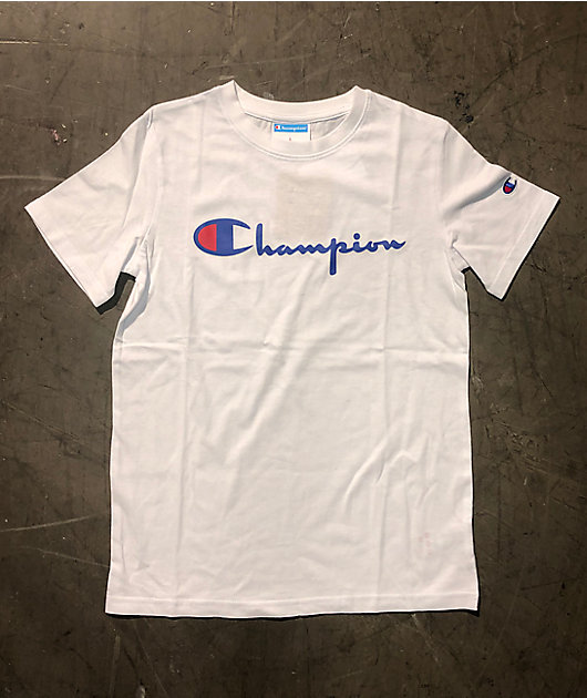 Champion Kids Blue Script White T Shirt Zumiez