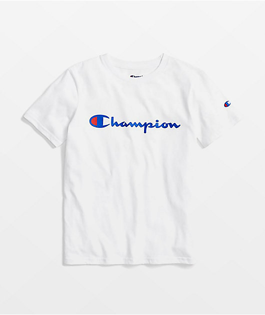 Champion Kids Heritage Script White T Shirt Zumiez