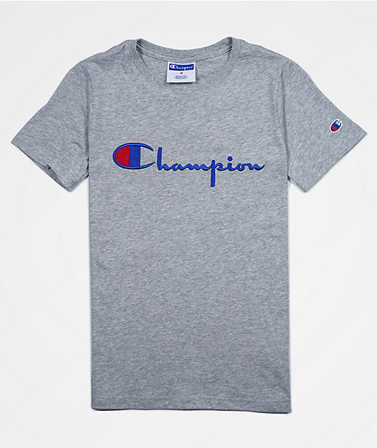 Champion Kids Script Heather Grey T Shirt Zumiez