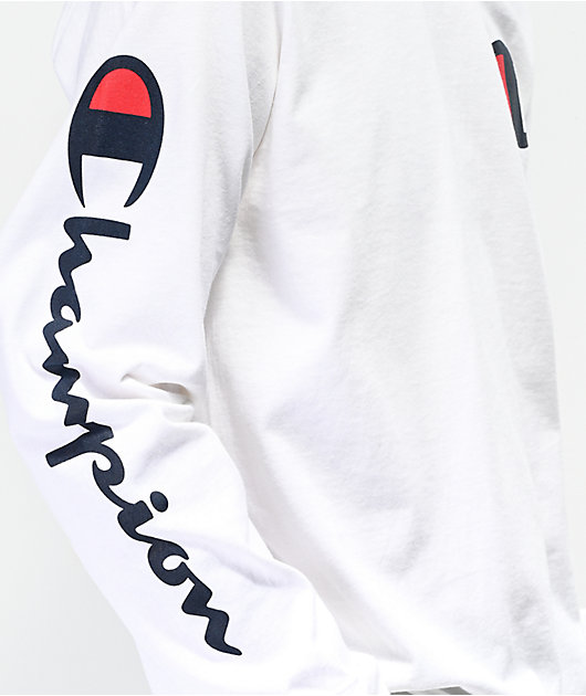Champion Large C White Long Sleeve T-Shirt