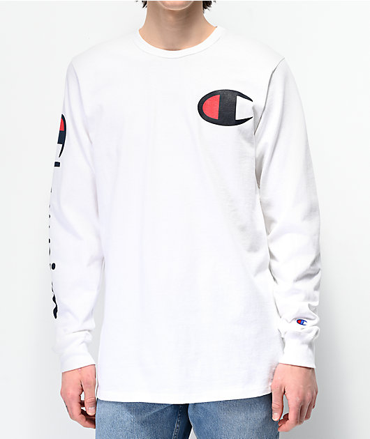 champion white long sleeve t shirt