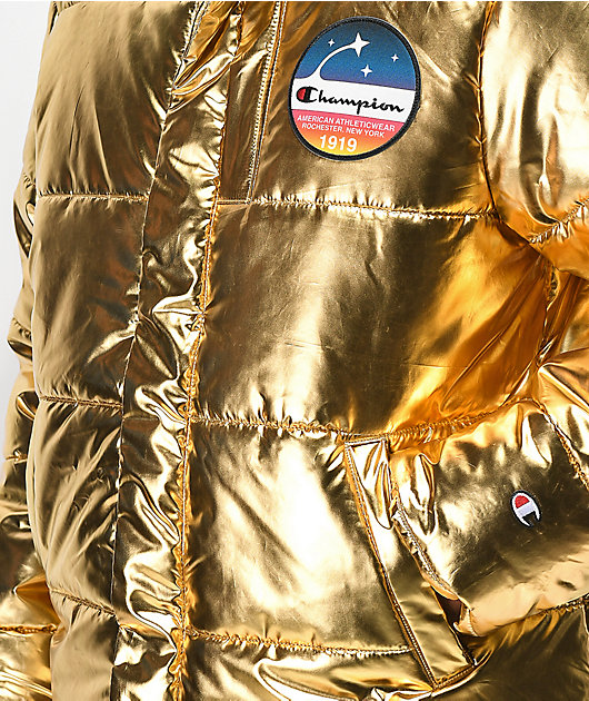 champion gold metallic puffer jacket