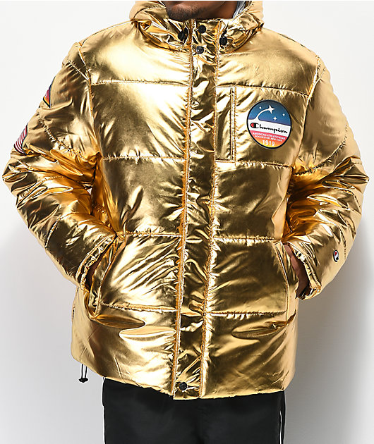 champion metallic puffer jacket mens