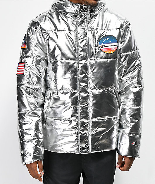 champion metallic puffer jacket mens