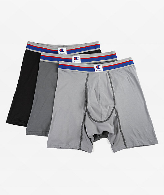 Champion Modal Ultra Soft Grey Black 3 Pack Boxer Briefs Zumiez