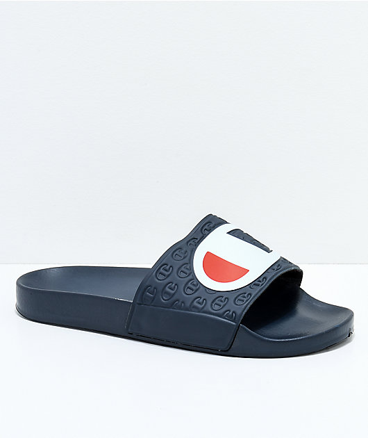 Champion Navy Slide Sandals | Zumiez