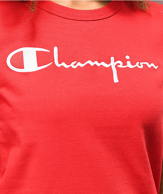 Champion OG Script Scarlet Red Crop T-Shirt