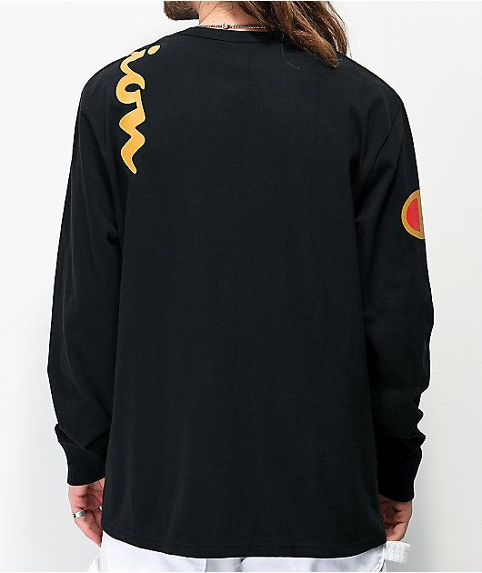 Afslut stege sø Champion Over Shoulder Logo Black & Gold Long Sleeve T-Shirt | Zumiez