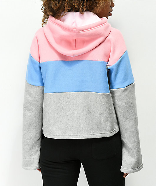 pink blue and grey champion hoodie