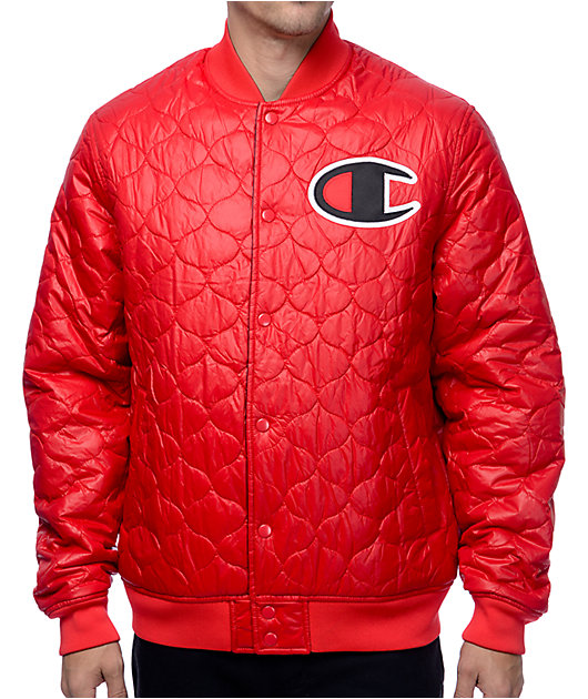 red and black champion jacket