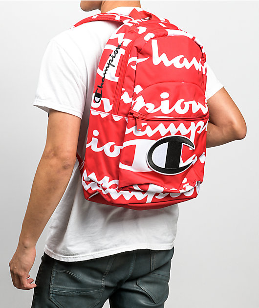 Champion Red All Over Print Backpack