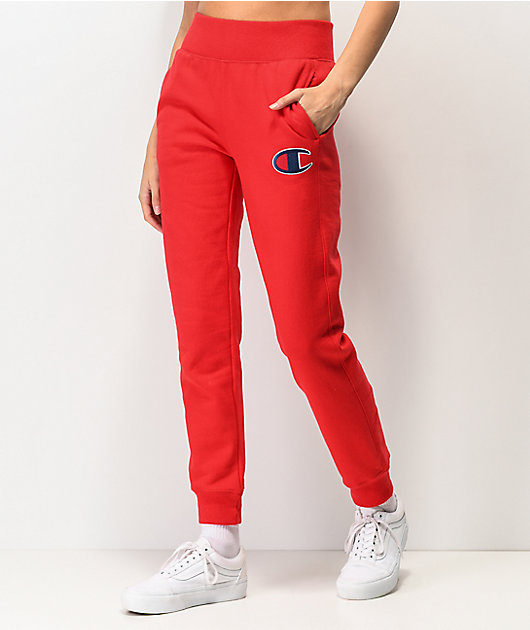 red jogger jeans
