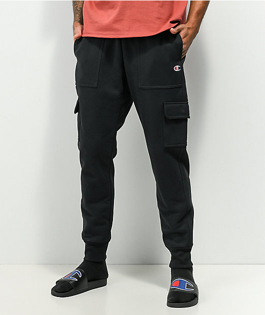 Champion Reverse Weave Black Cargo Sweatpants