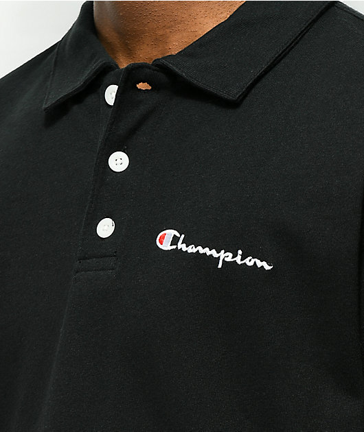 Champion Reverse Weave Black Polo |
