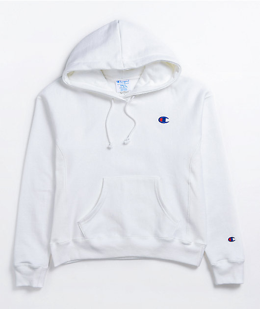 Champion Reverse Weave C Emblem White Hoodie Zumiez