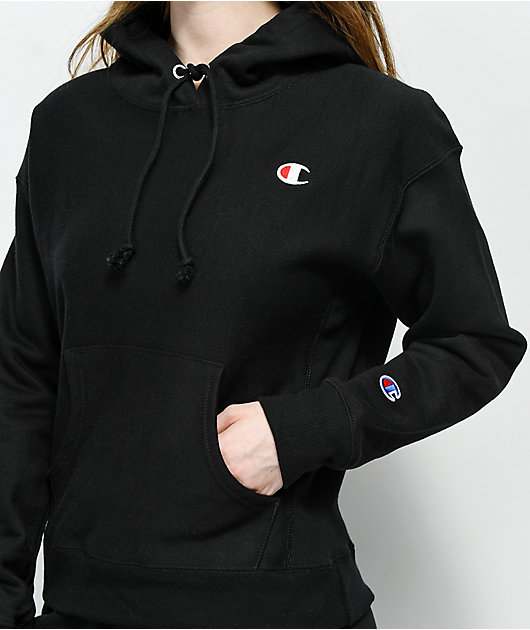 Champion Reverse Weave C Logo Black Hoodie