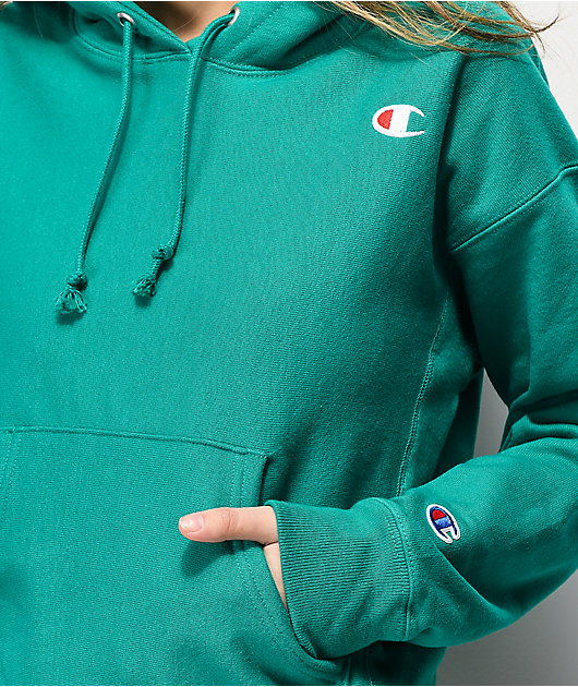 green reverse weave champion hoodie