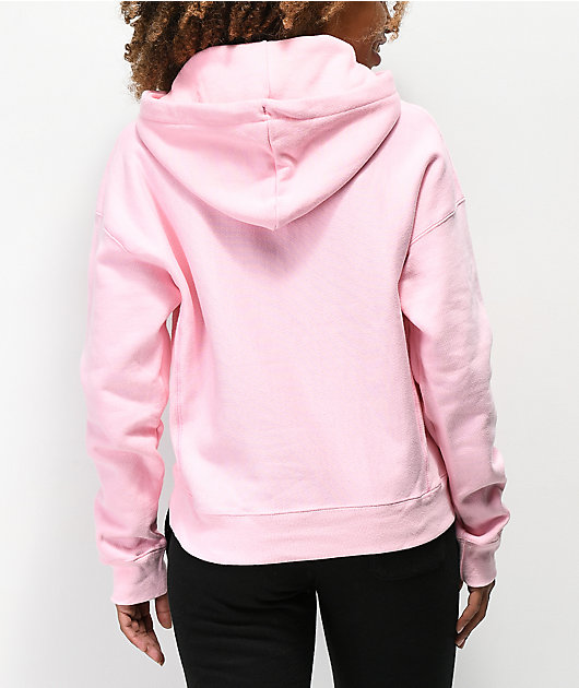 champion reverse weave chenille logo pink hoodie