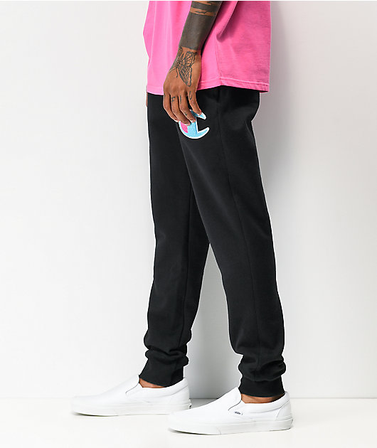 champion reverse weave chenille pop black jogger sweatpants