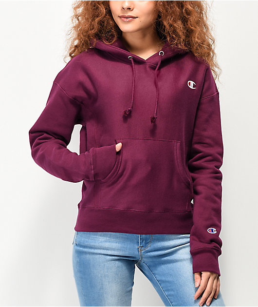 champion reverse weave dark berry hoodie