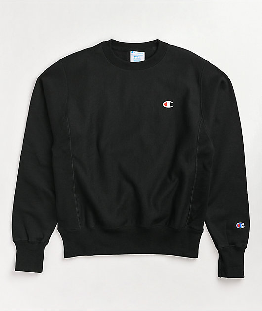 Champion Reverse Weave Embroidered C Black Crewneck Sweatshirt