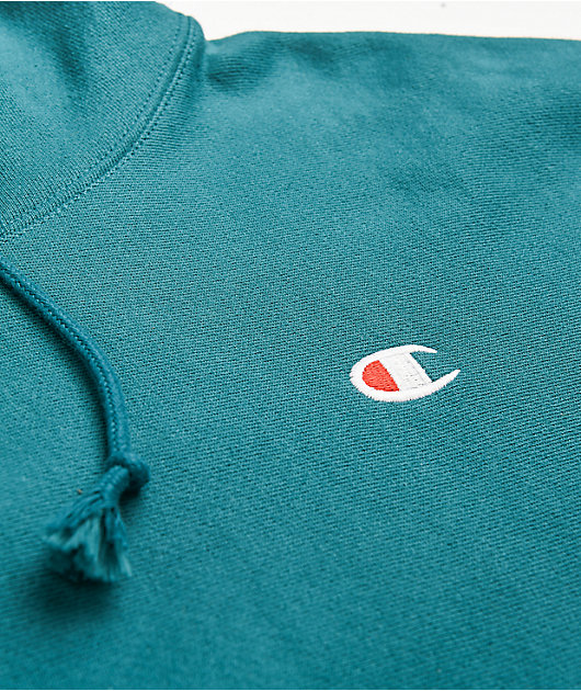 Champion Reverse Weave Embroidered C Jade Green Hoodie