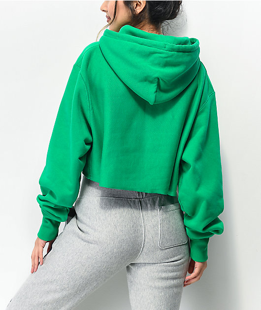 teal crop hoodie