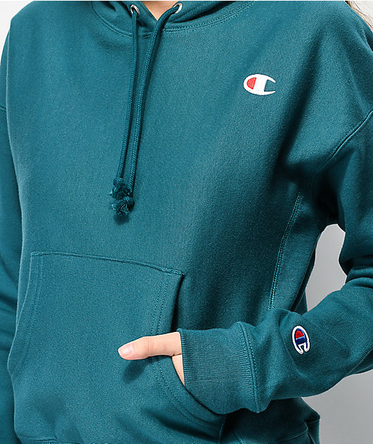 jade green champion hoodie