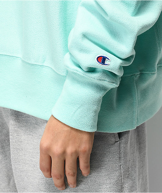 mint green champion crewneck