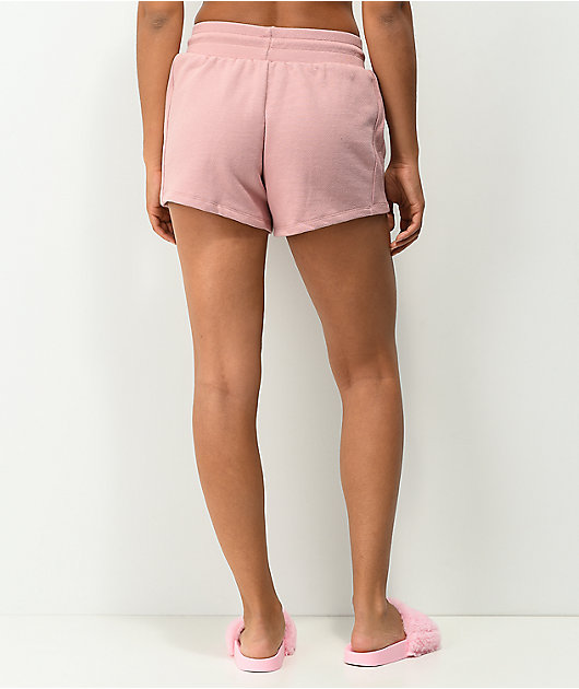 champion reverse weave pink sweat shorts