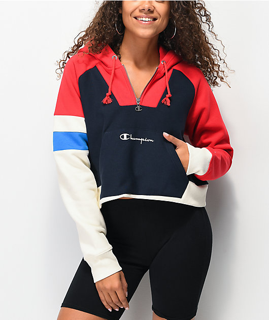 red crop champion hoodie