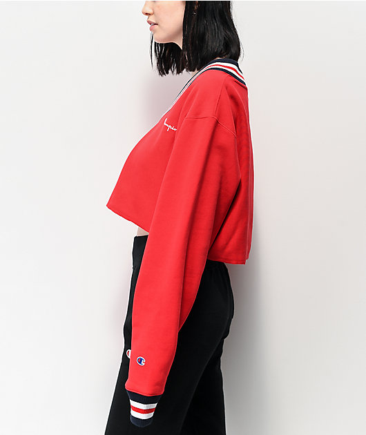 champion white v neck sweatshirt