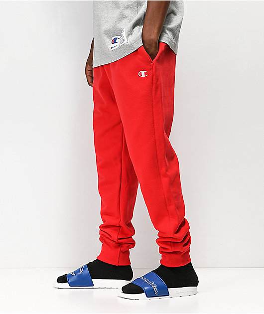 red sweatpants champion