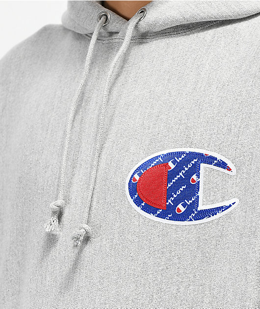 champion reverse weave sublimated grey hoodie