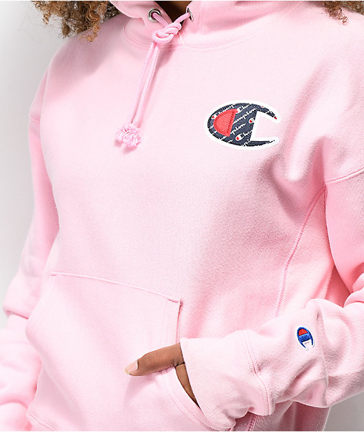 champion reverse weave sublimated pink hoodie