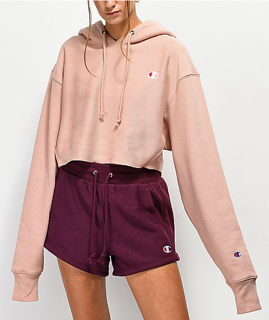 champion tan cropped hoodie